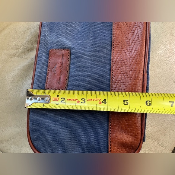 Tommy Bahama Mens Travel Bag Toiletries Navy Blue Leather - Picture 10 of 11